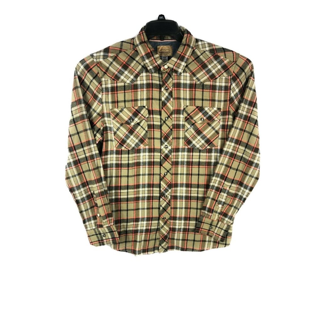 Roebuck Co. Men's Large Long Sleeve Pearl Snap Multicolor Cotton Adult Shirt A23
